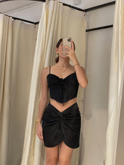 Alana Black Skirt Set