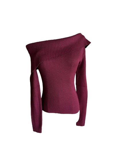 Valentine Kiss Knit Burgundy Top