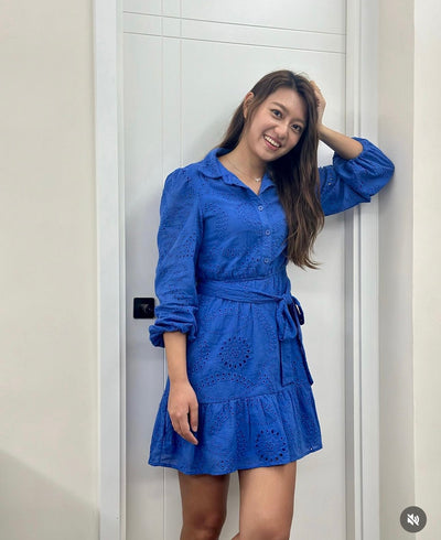 Juliet Embroidered Blue Mini Dress