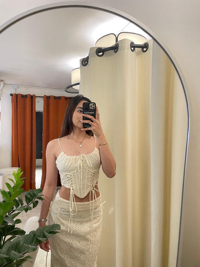 Kiss Me Baby Embroidery Skirt Set