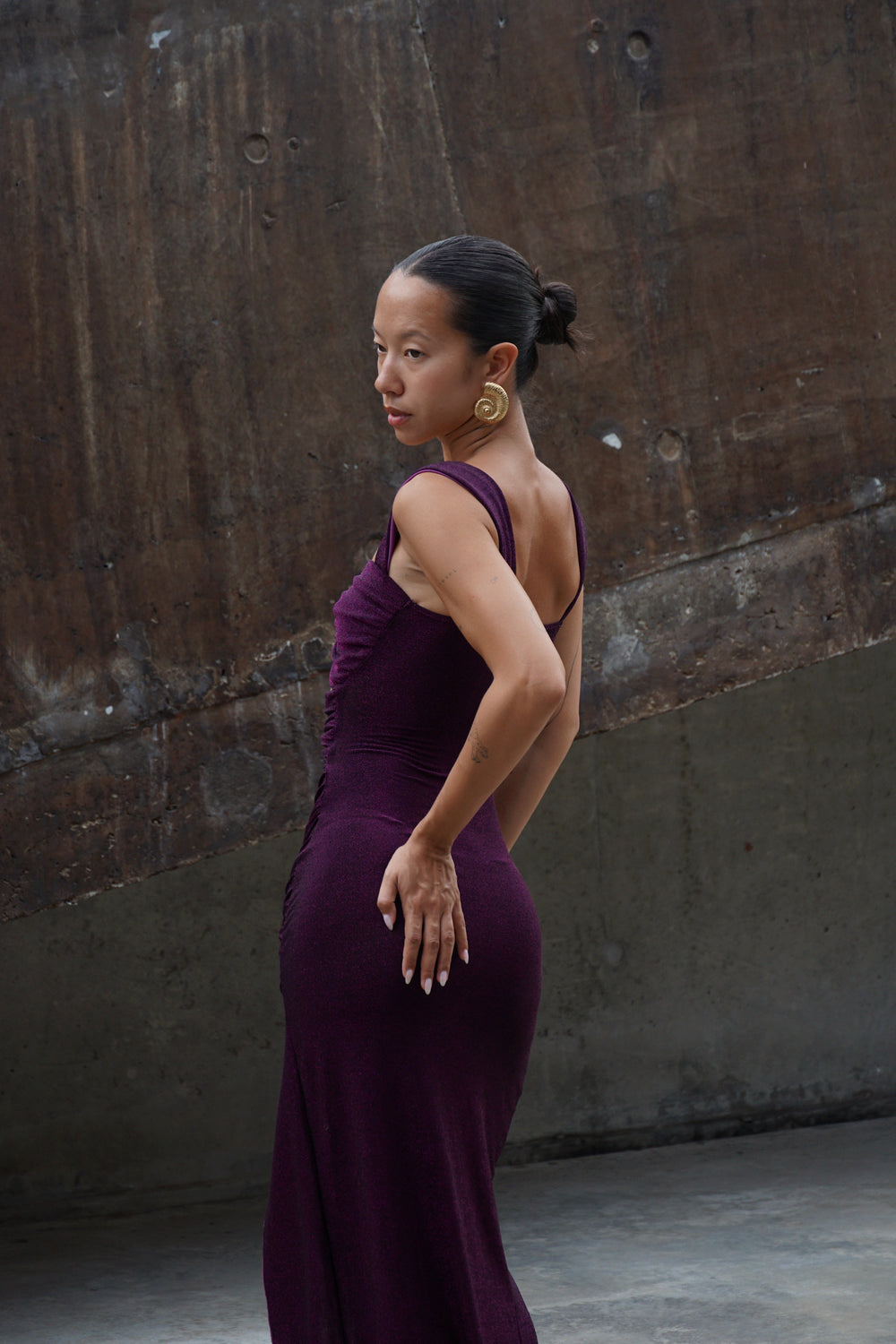 open lace back dress Purple Sunflower Maxi Dress – Lakhina Couture main image 1