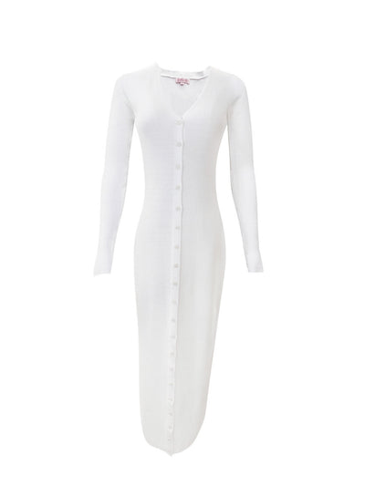 Miss HK White Button Knit Dress