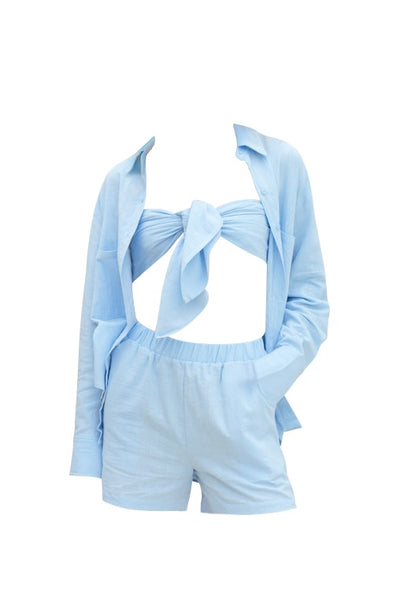 Hello Summer Blue Shirt Set